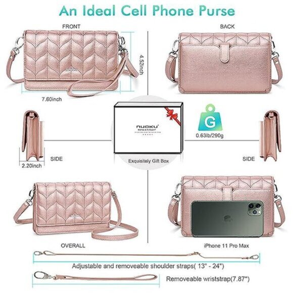 Women Small Crossbody Bag Cellphone Your Rose Gold - Picture 4 of 6